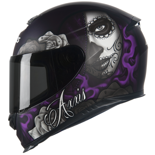 Capacete Axxis Eagle Lady Catrina Preto Fosco/Violeta