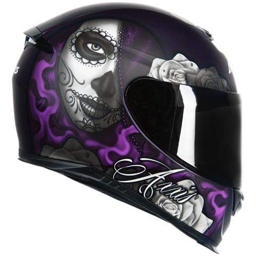 Capacete Axxis Eagle Lady Catrina Preto Fosco/Violeta