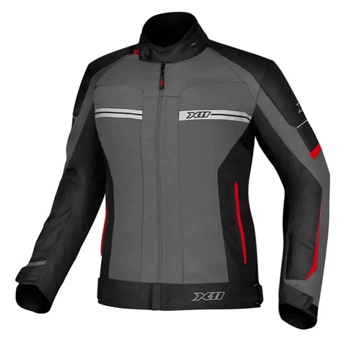 Jaqueta X11 One 2 Feminina Impermeável Preto/Cinza/Vermelho