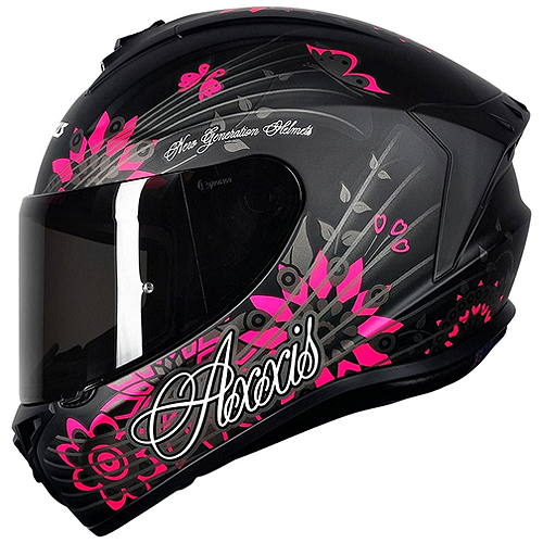 Capacete Axxis Draken Butterfly Preto Fosco/Rosa