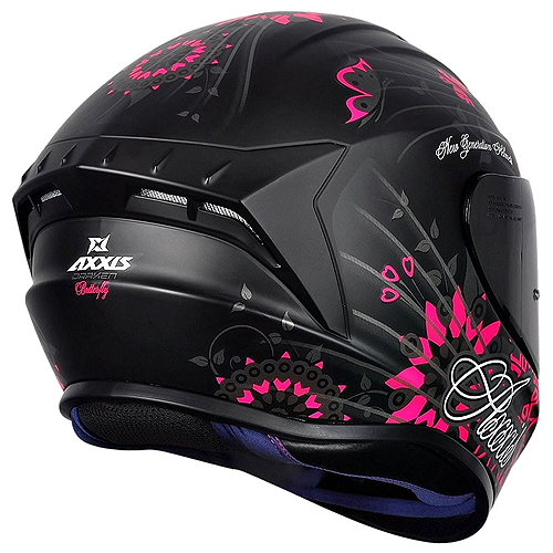 Capacete Axxis Draken Butterfly Preto Fosco/Rosa