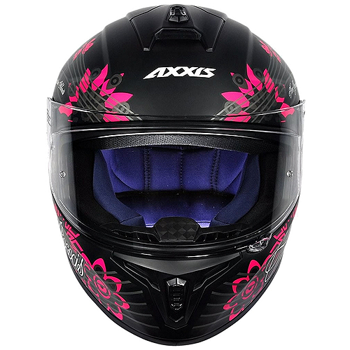 Capacete Axxis Draken Butterfly Preto Fosco/Rosa