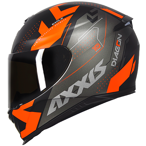 Capacete Axxis Eagle Diagon Preto Fosco/Laranja