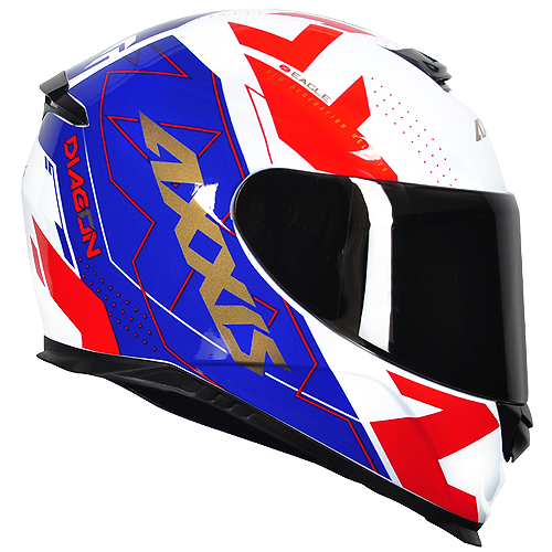 Capacete Axxis Eagle Diagon Branco/Azul/Vermelho