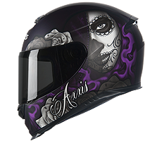 Capacete Axxis Eagle Lady Catrina Preto Fosco/Violeta